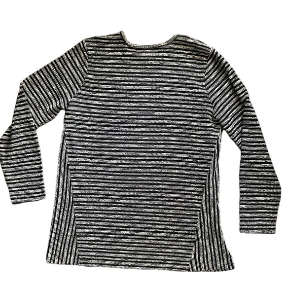 J JILL Women’s long sleeve beige black striped cotton blend sweater Size Med - Picture 5 of 9